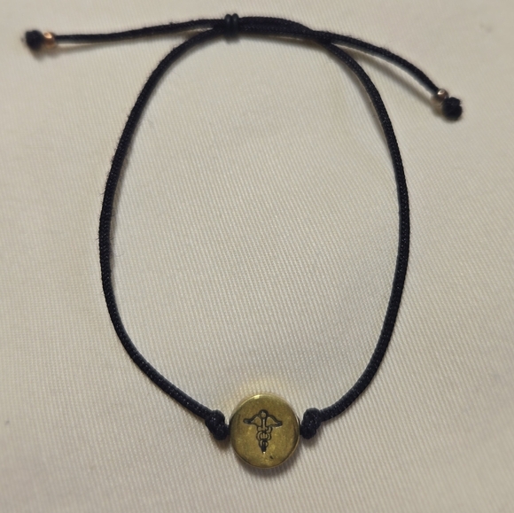 House Of Metalworks Gold and Black Adjustable Caduceus Bracelet - Picture 1 of 4
